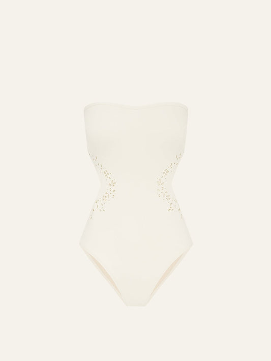 Memoir Embroidered Strapless One Piece