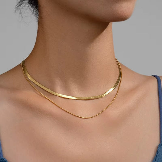 Hot Classic Unisex Flat Snake Chain Choker Necklace
