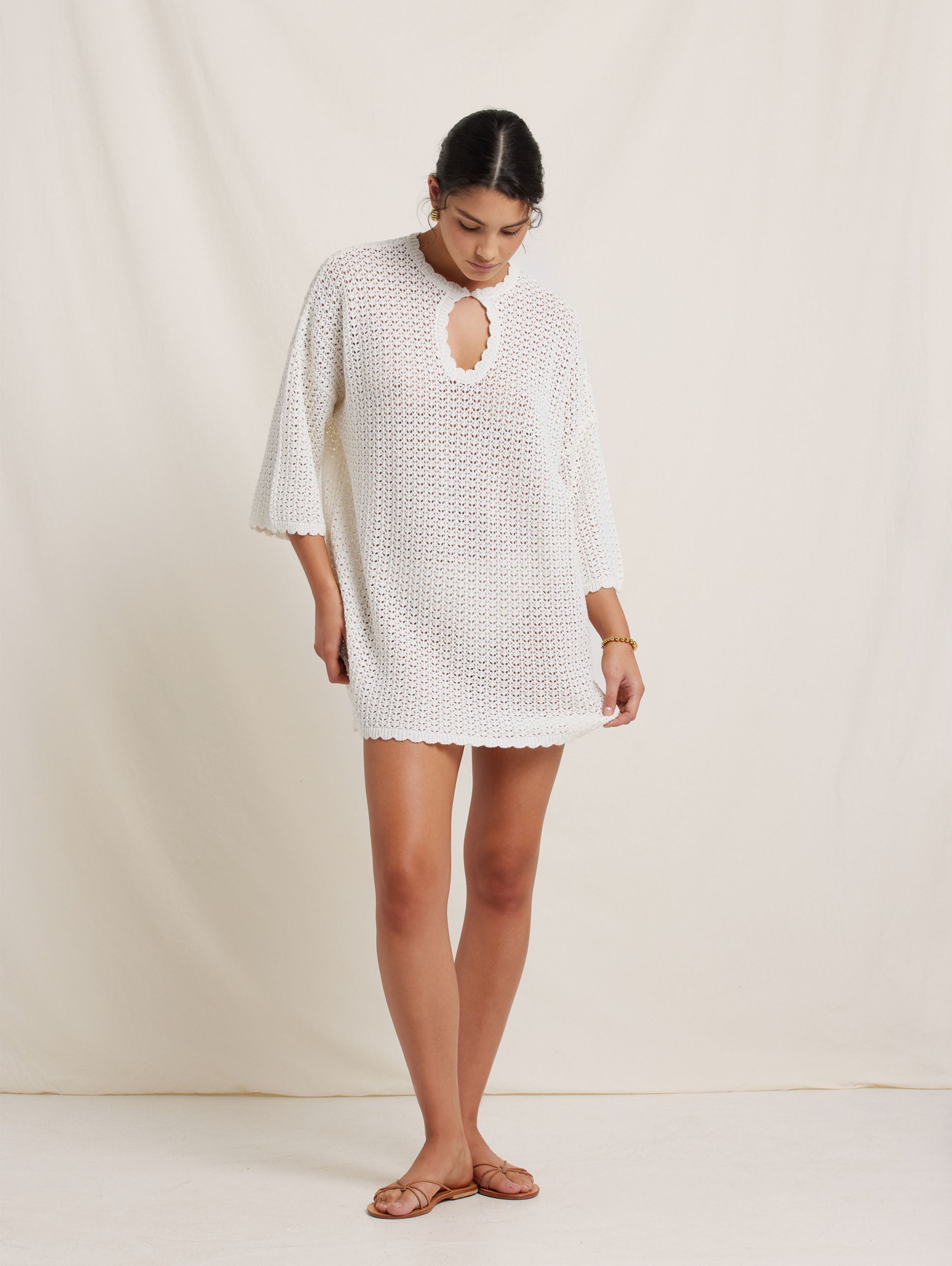 Pointelle Oversized Mini Dress