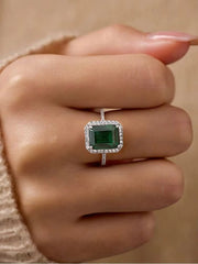 Emerald-Cut Green Zirconia Statement Ring