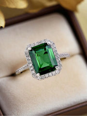 Emerald-Cut Green Zirconia Statement Ring