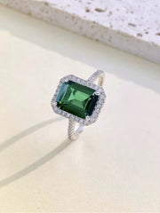Emerald-Cut Green Zirconia Statement Ring