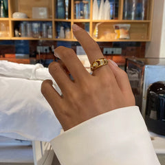 18k Gold Stainless Steel Moon Star Ring