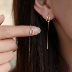 Long Linear Crystal Tassel Earrings