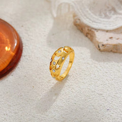 18k Gold Stainless Steel Moon Star Ring