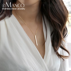 eManco Minimalist Square Bar Necklace