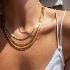 Hot Classic Unisex Flat Snake Chain Choker Necklace