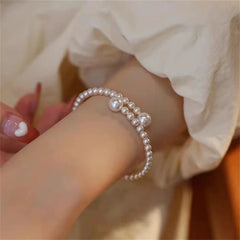 Single Large Pearl Open Cuff Bangle
