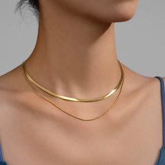 Hot Classic Unisex Flat Snake Chain Choker Necklace