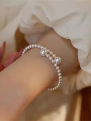 Single Large Pearl Open Cuff Bangle