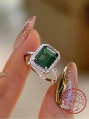 Emerald-Cut Green Zirconia Statement Ring